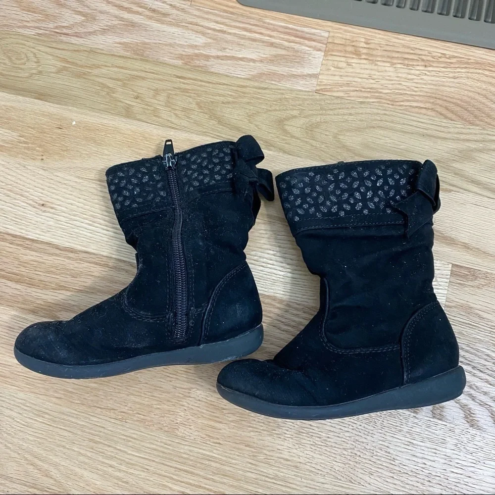 Black Tall Girls Boots Sz 6 Baby Toddler Full Zip